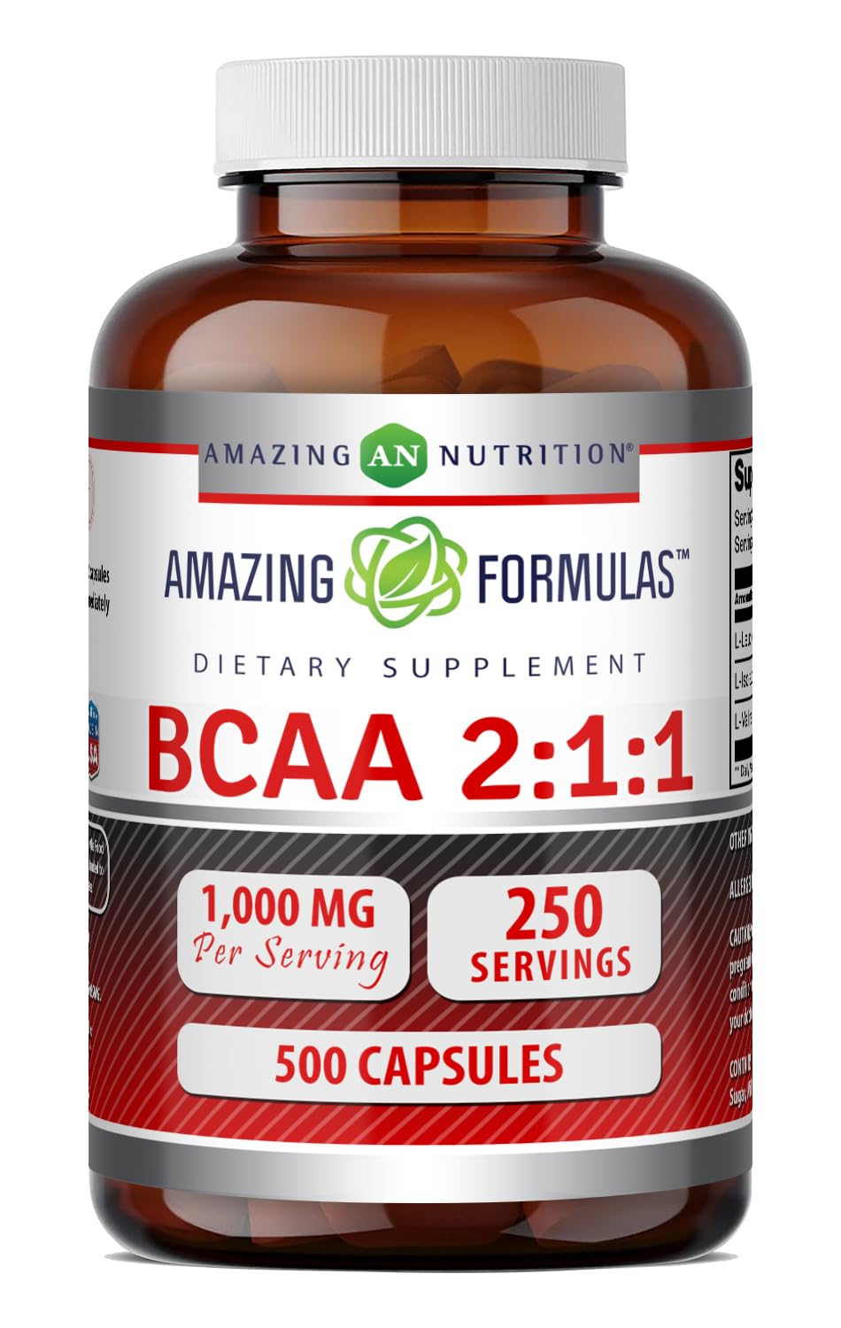 Amazing Nutrition BCAA 2:1:1 1000 mg per serving, 500 Capsules