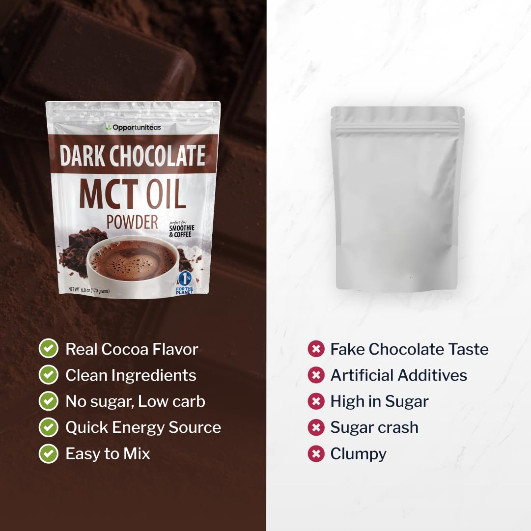 Opportuniteas MCT Oil Powder, Dark Chocolate, 6 oz