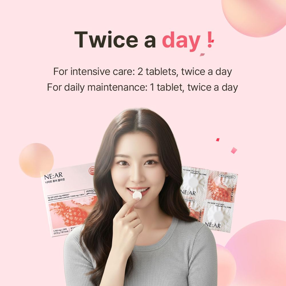 NE:AR Glow Collagen Chews with Hyaluronic Acid & Vitamin C, Chewable, 28 Count