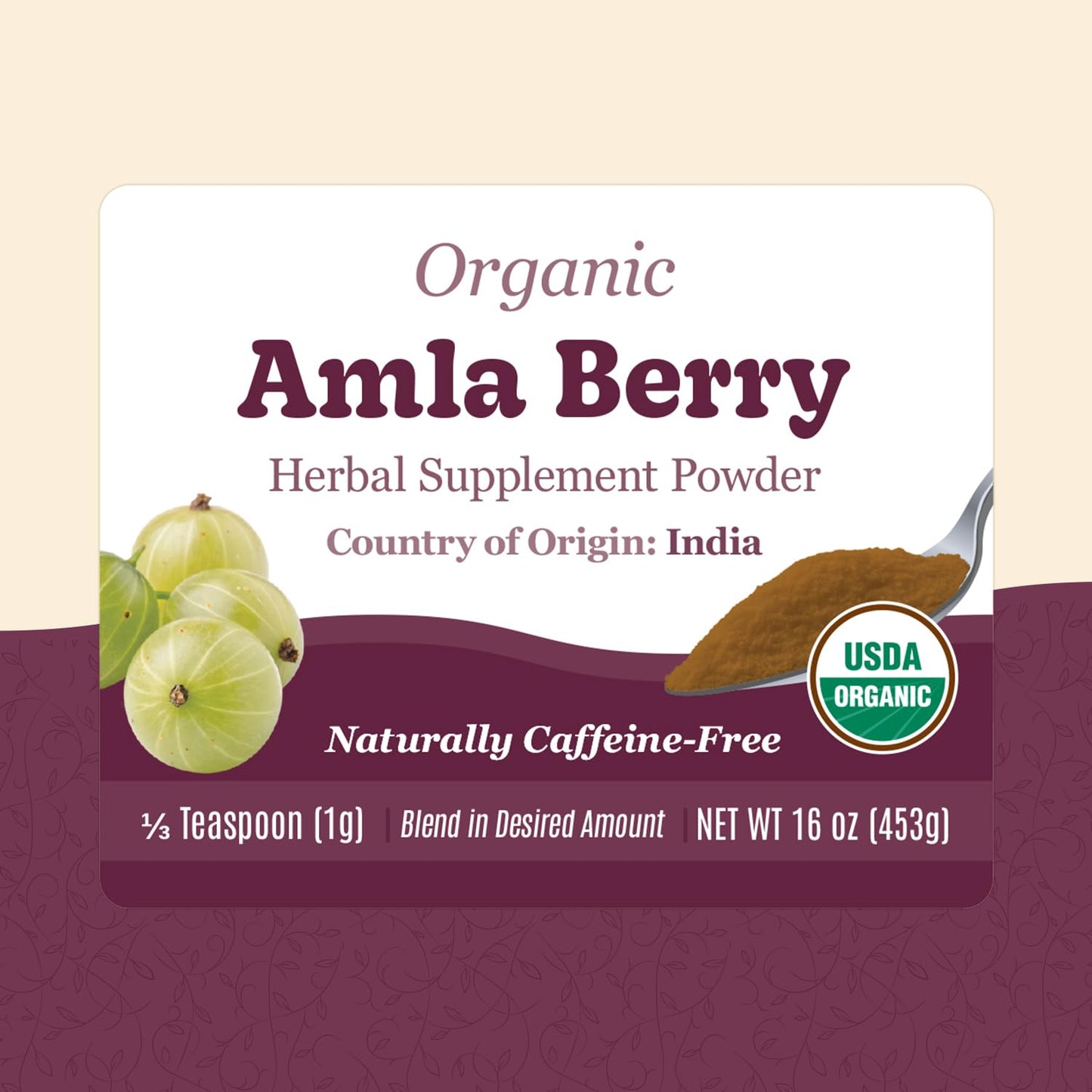 Organic Positively Tea Company Amla Berry Powder, 16 oz