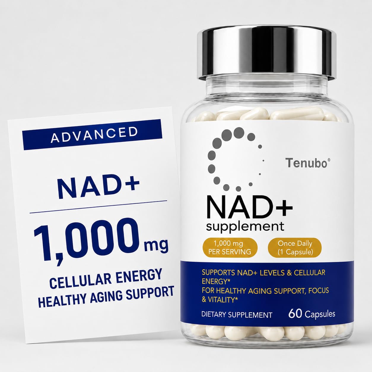 Tenubo NAD+ Supplement 1000mg Nicotinamide Adenine Dinucleotide Capsules, 40 Count