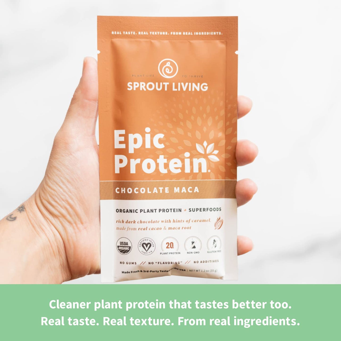 Sprout Living Epic Protein Bundle - Chocolate Maca & Vanilla Lucuma Protein Powder, 2 lb, 24 Servings