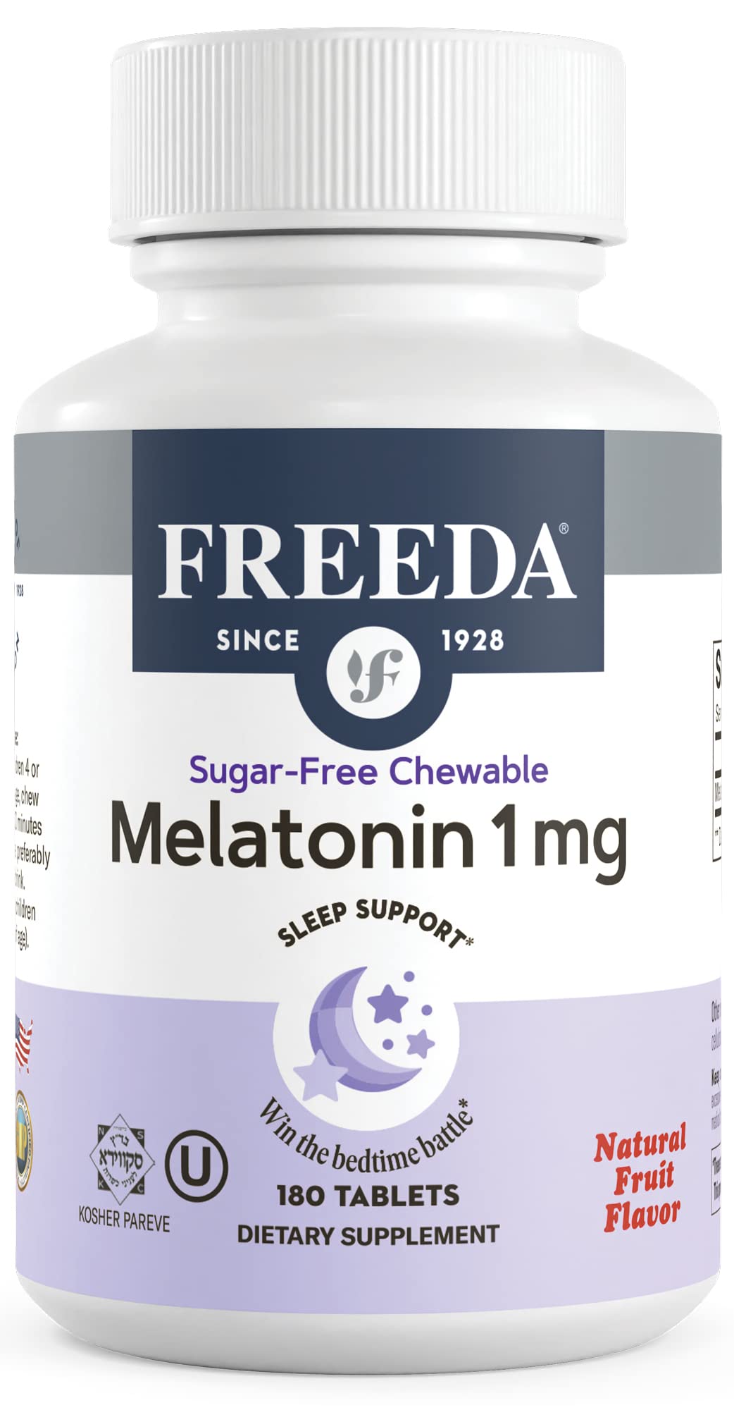 FREEDA Melatonin 1 mg Sugar-Free Chewable Tablets 180 Count