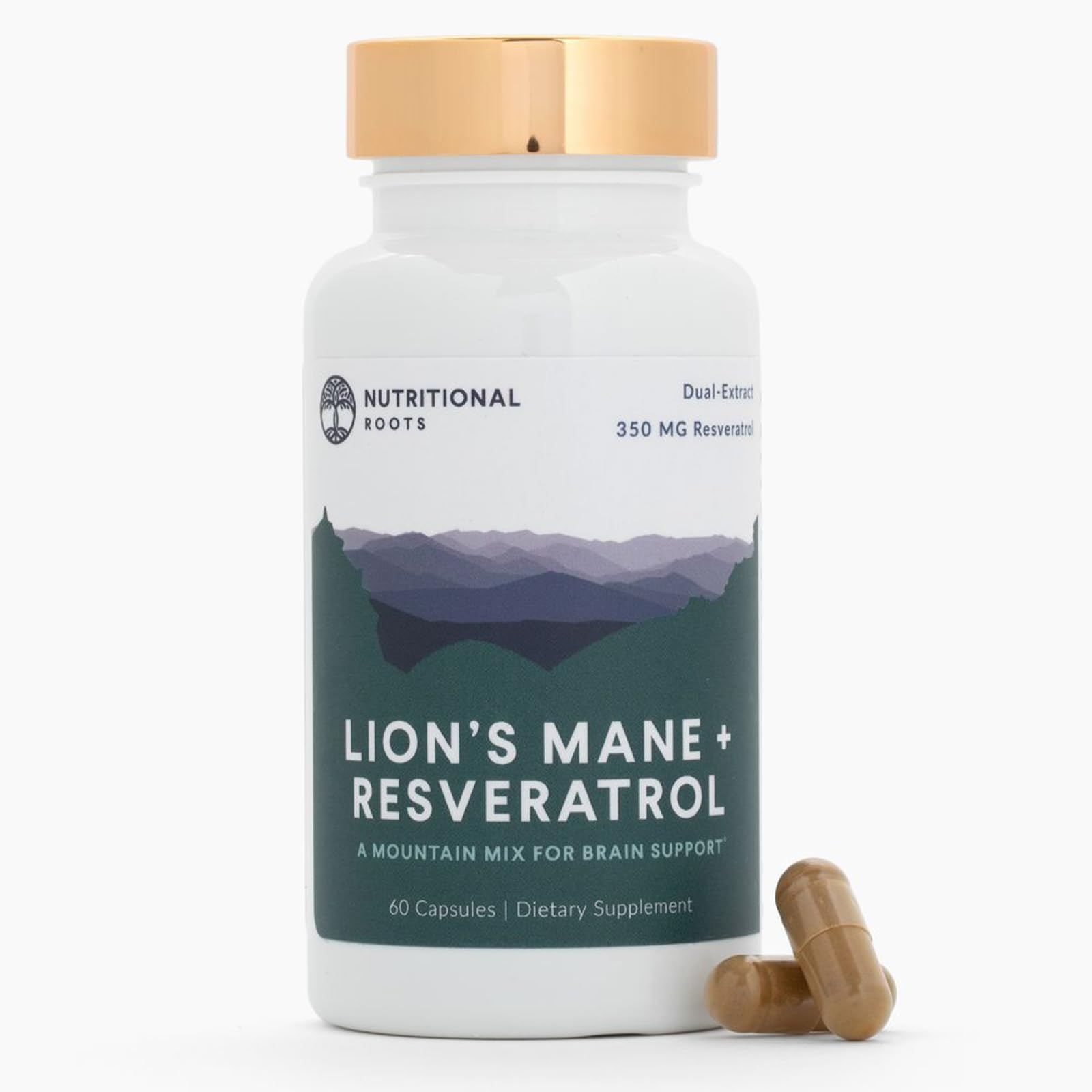 Nutritional Roots Lion’s Mane + Resveratrol Capsules, 60 Count