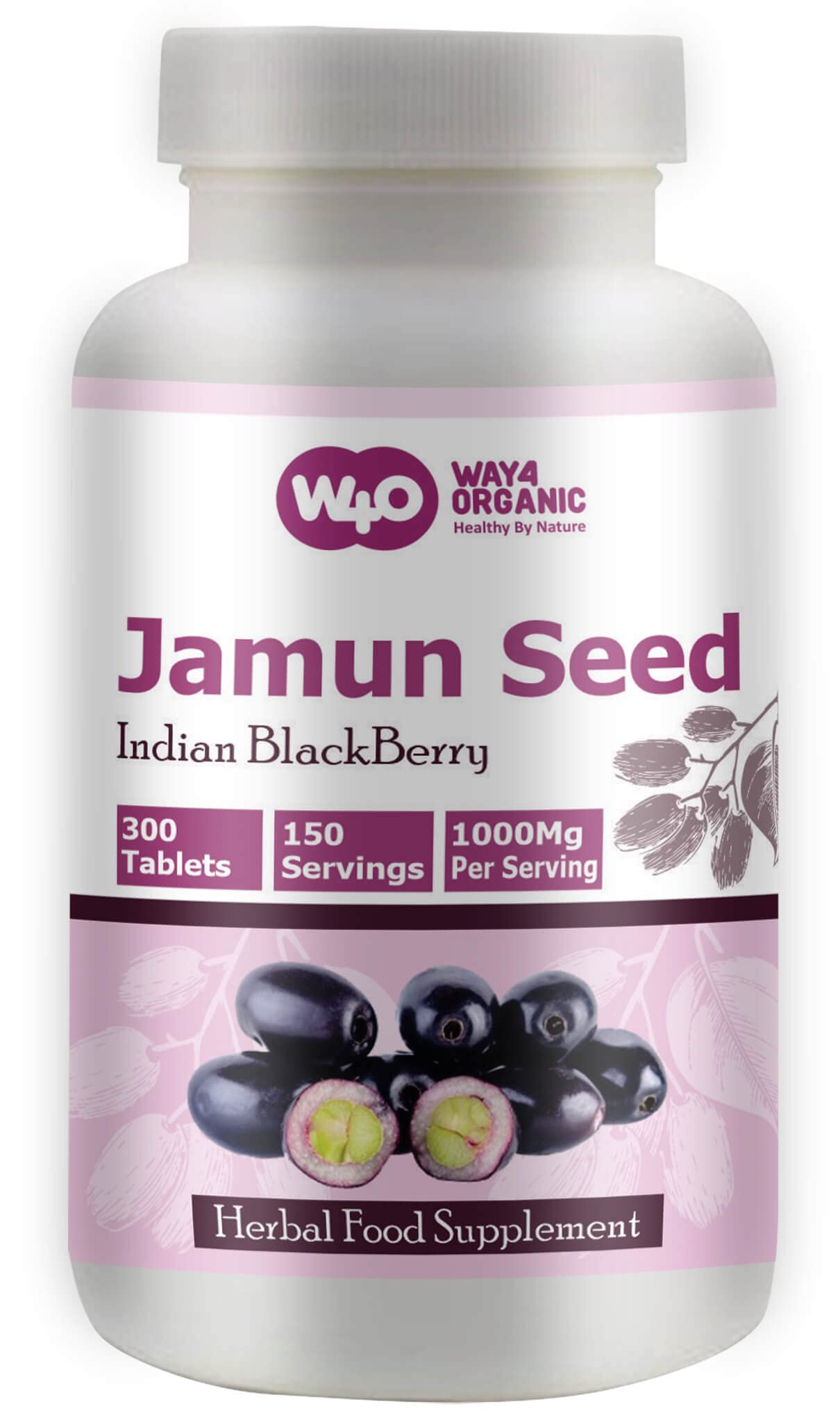 WAY 4 ORGANIC W4O Jamun Seed Tablets - 1 Pack