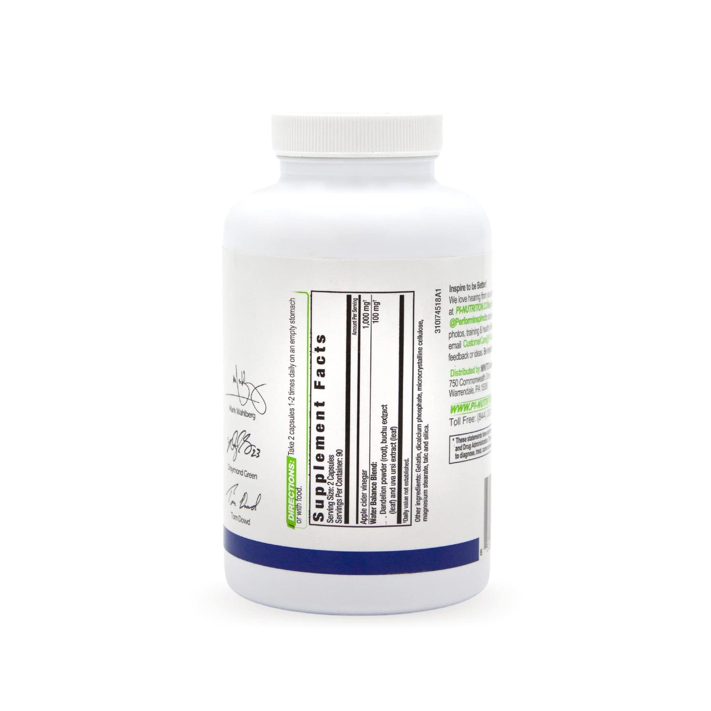 Performance Inspired Apple Cider Vinegar Capsules 1000mg, 180 Capsules