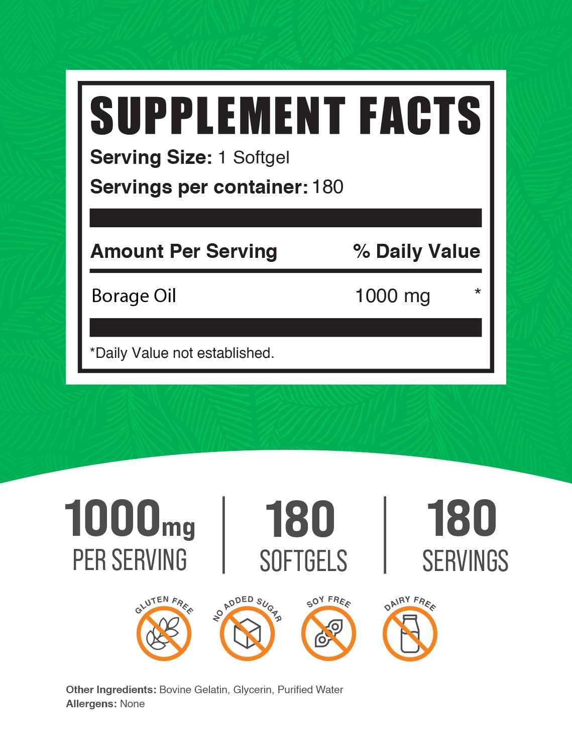 BulkSupplements Borage Oil Softgels 180