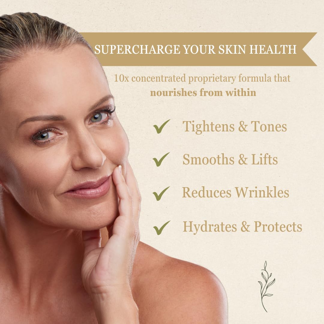 NutraVive Essential Skin Health Nutrients Hydrolyzed Morikol Marine Collagen Peptides, Amino Acids & Vitamins 120 Capsules