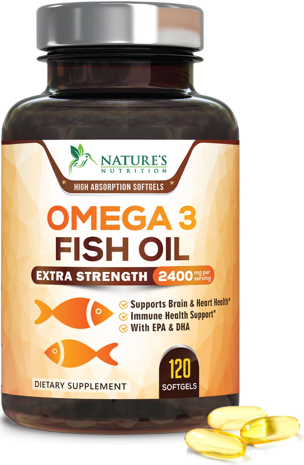 Nature's Nutrition Omega 3 Fish Oil Supplements Softgels 120