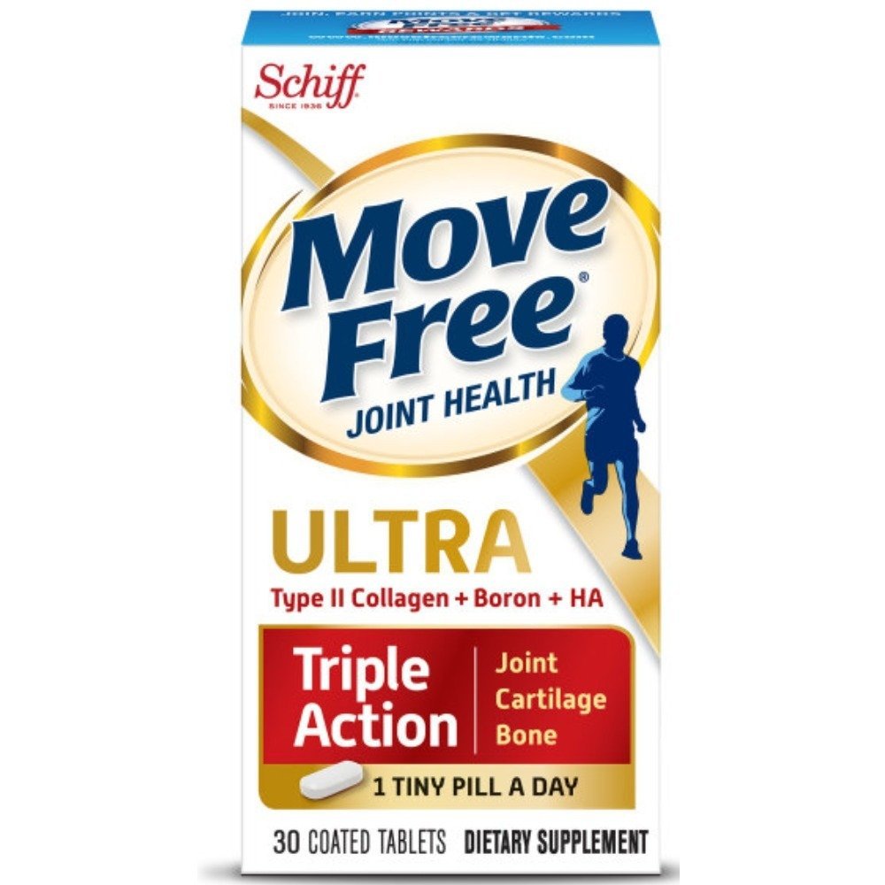 Move Free Type II Collagen, Boron & HA Ultra Triple Action Joint Health Supplement Capsule, 30 Count