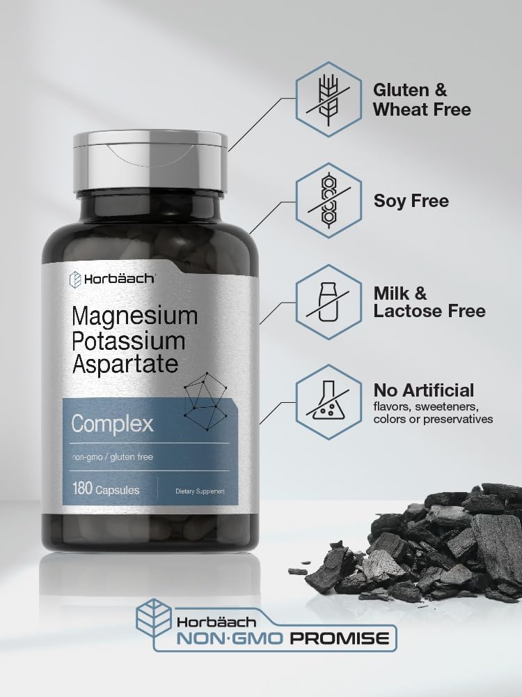 Horbäach Magnesium Potassium Aspartate Complex Capsules 180 Count