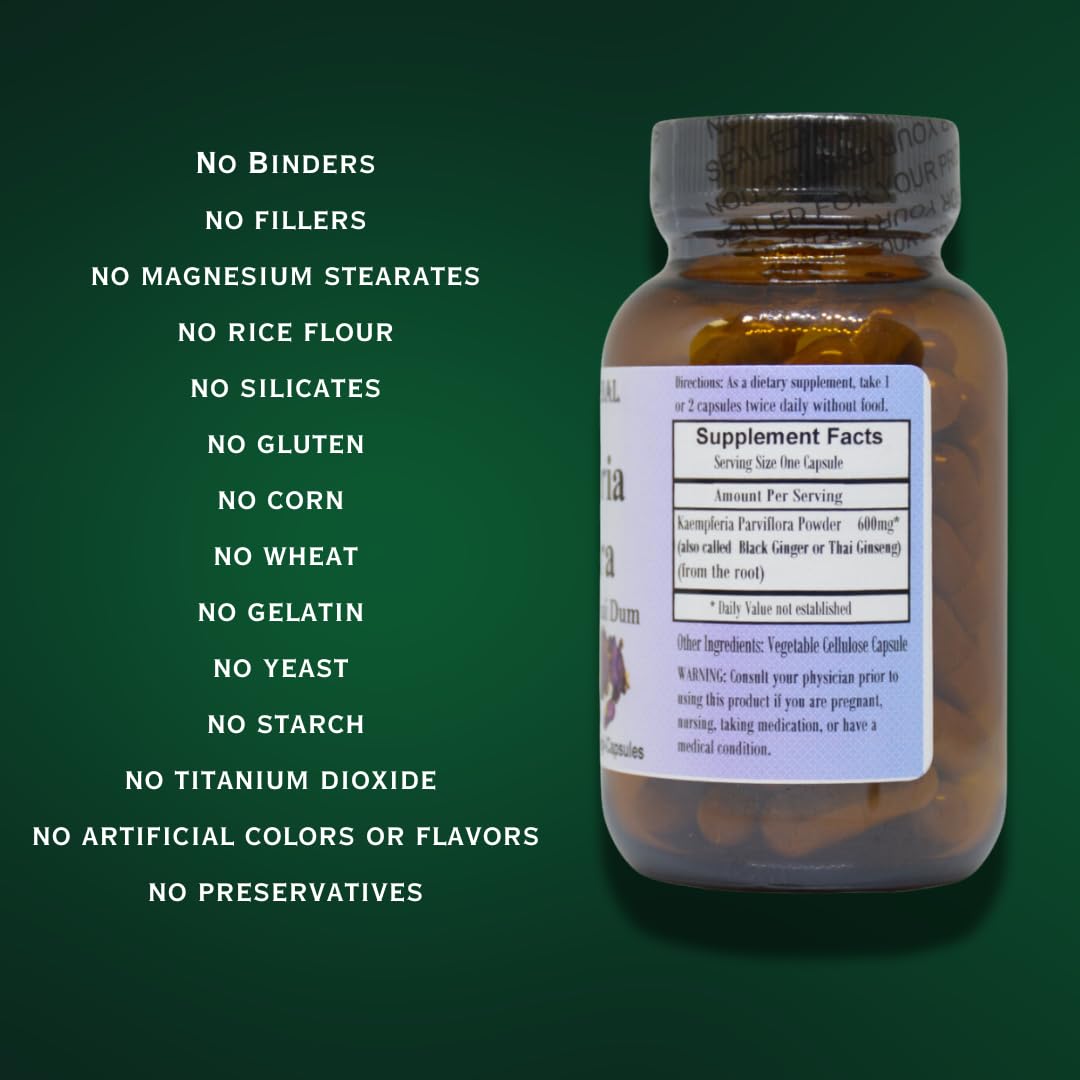 Barlowe's Herbal Elixirs Kaempferia Parviflora Supplement Black Ginger 600mg Capsules, 60 Count