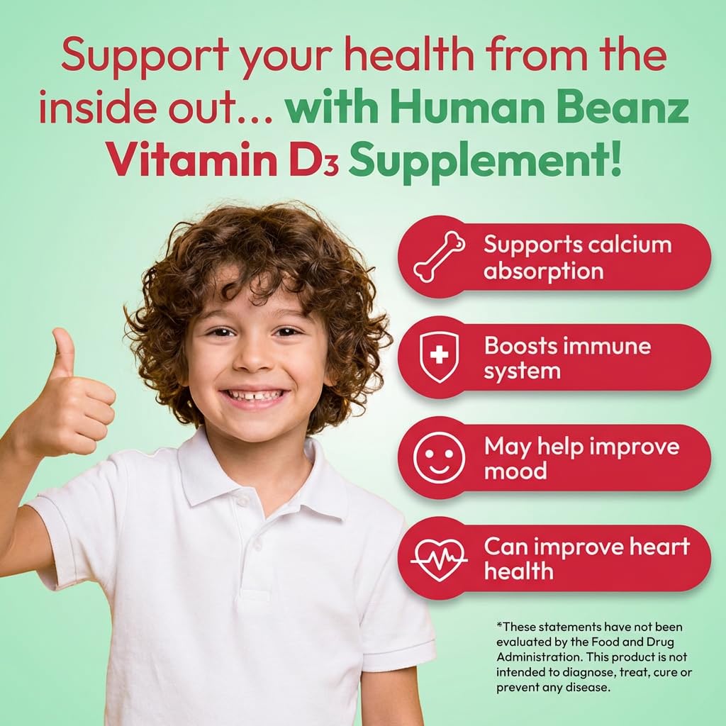 Human Beanz Vitamin D3 Jelly Bean Gummies, Gummy, 120 Count