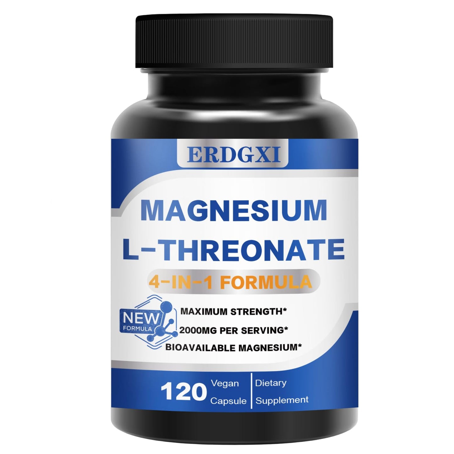 ERDGXI Magnesium L-threonate with Vitamin C & D3 Capsule, 120 Count