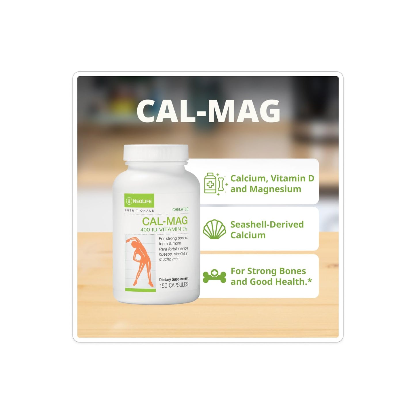 NeoLife Chelated Cal-Mag with Vitamin D 400 IU Softgel, 150 Count