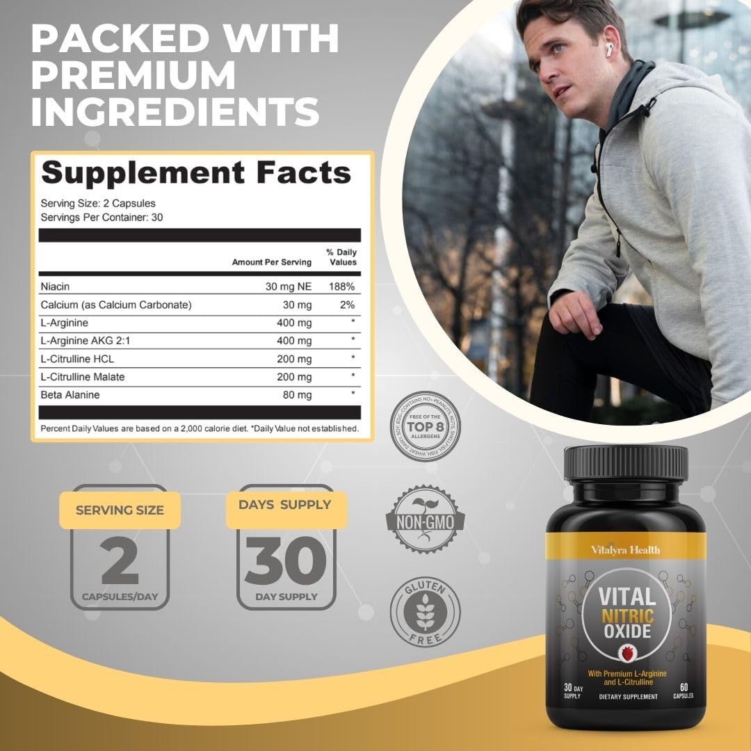Vitalyra Health Nitric Oxide Supplements for Men Capsules 180