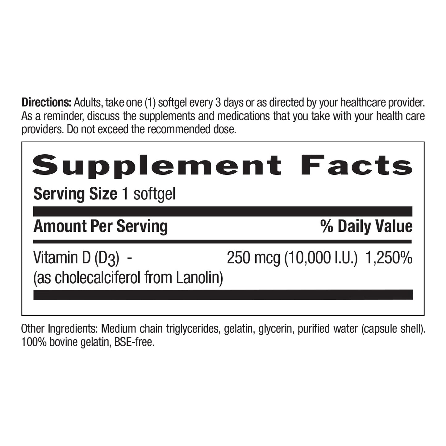 Country Life Vitamin D3 10,000 IU Softgels, 60 Count