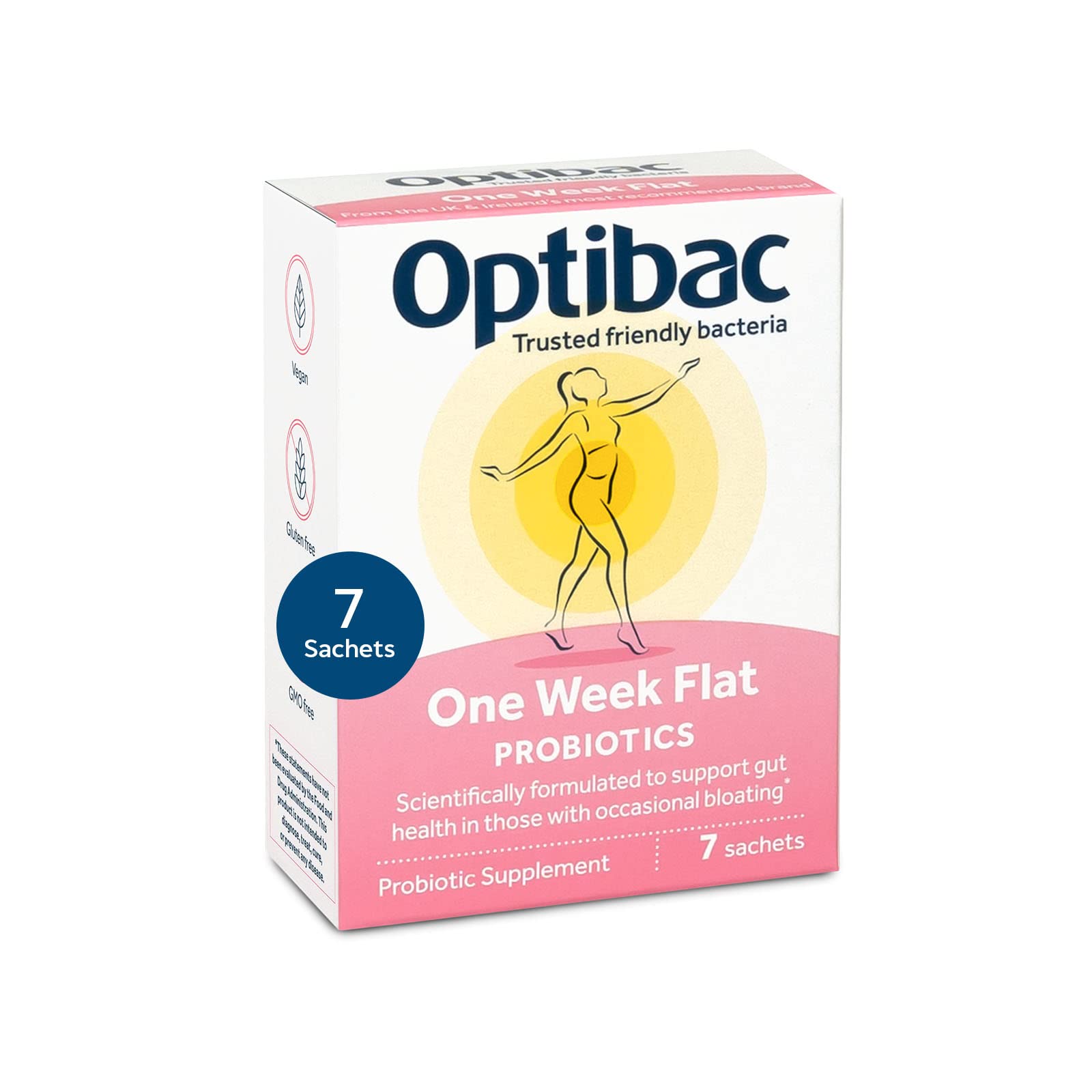OptiBac Probiotics One Week Flat - Vegan Probiotic Supplement for Digestion, Gut Health & Occasional Bloating, 5 Billion CFU, 7 Capsules