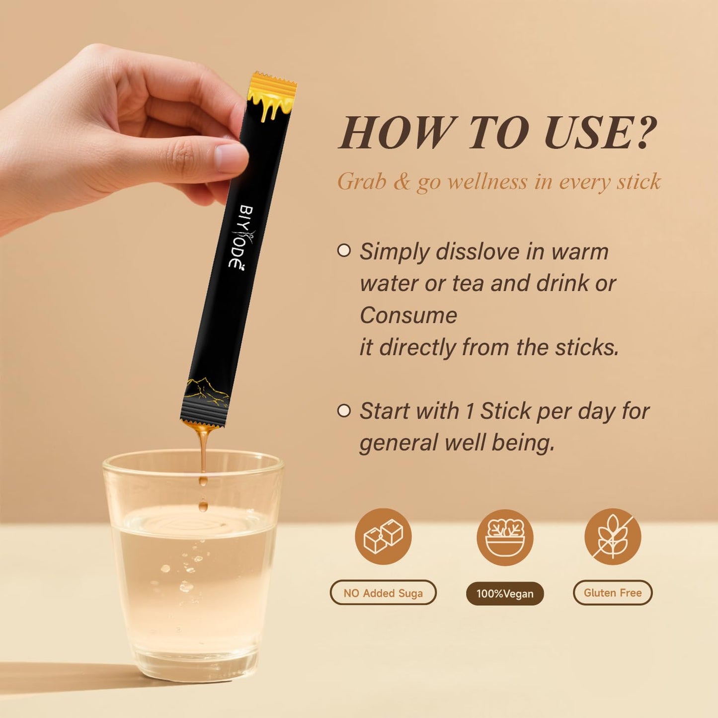 AUIXOPI Pure Shilajit Honey Sticks Gummy 30-Count