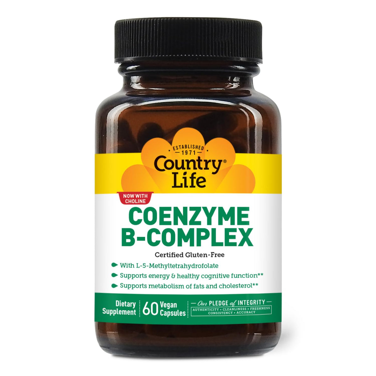 Country Life Coenzyme B-Complex with Choline, 60 Vegan Capsules