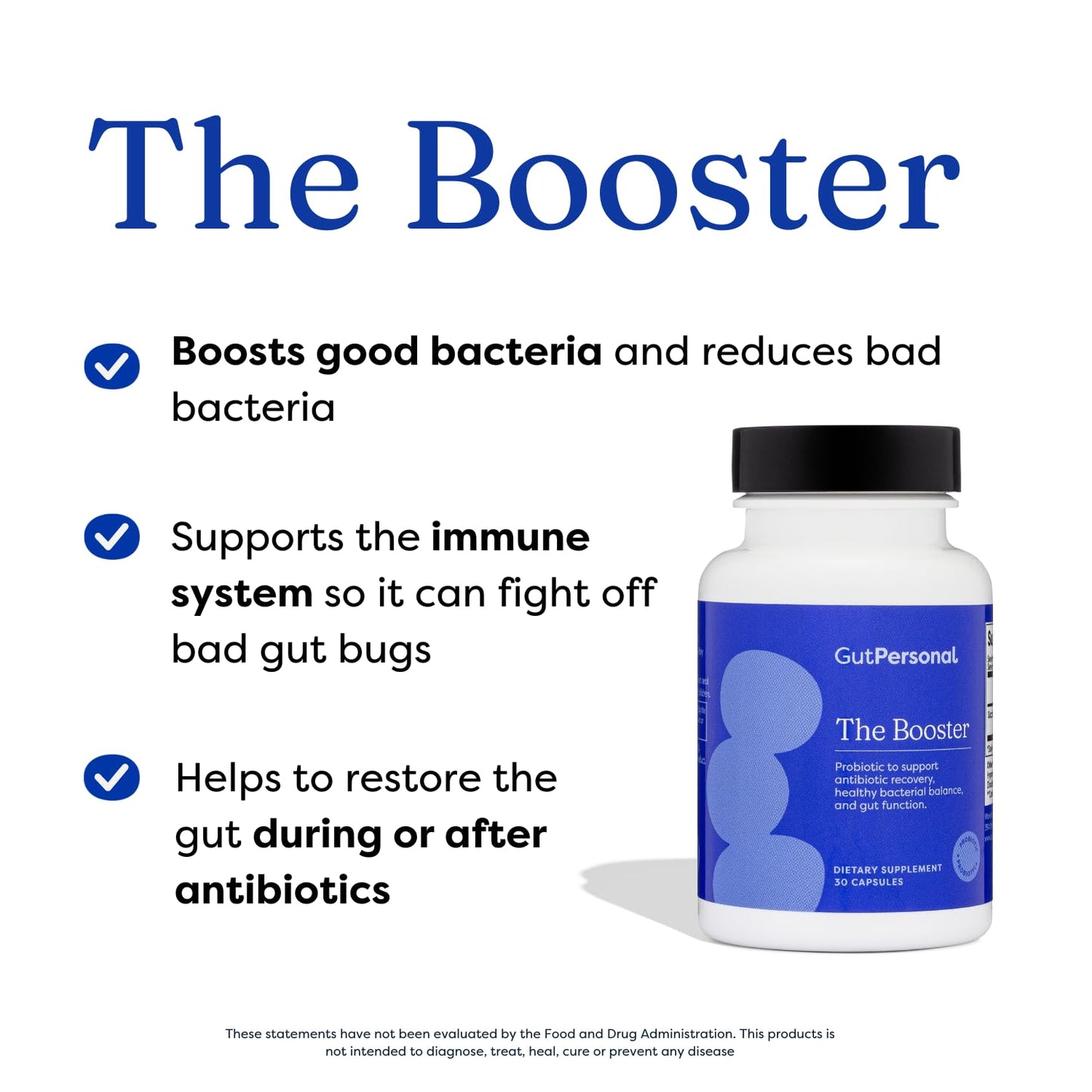 GutPersonal The Booster Targeted Probiotic for Gut Health: Support The Immune System with 5 Billion CFU Saccharomyces Boulardii, Capsule, 30 Count