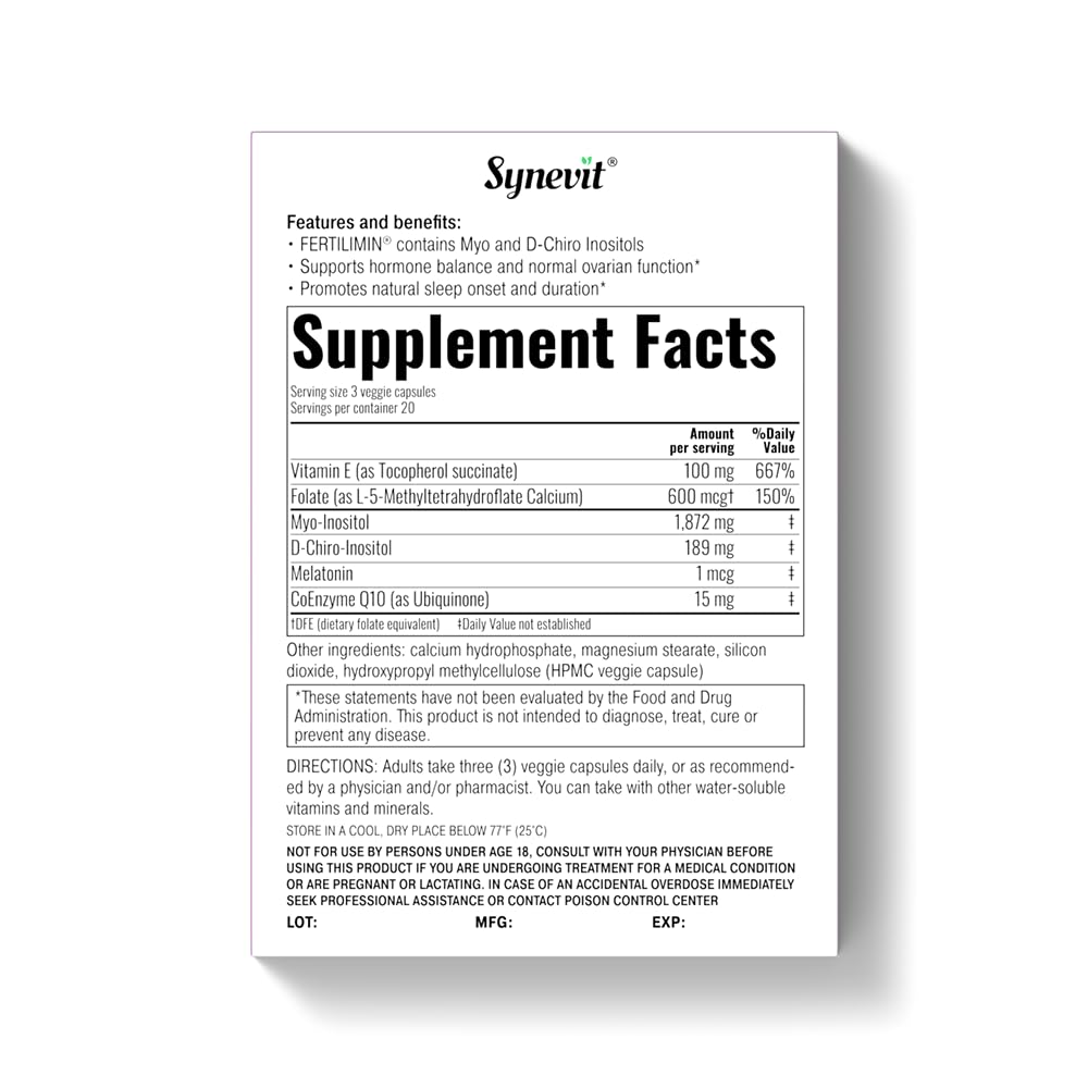 Synevit Fertilimin Fertility Supplement for Women – Supports Ovulation, Hormonal Balance, PCOS & Regular Cycles Capsules, 60 Count