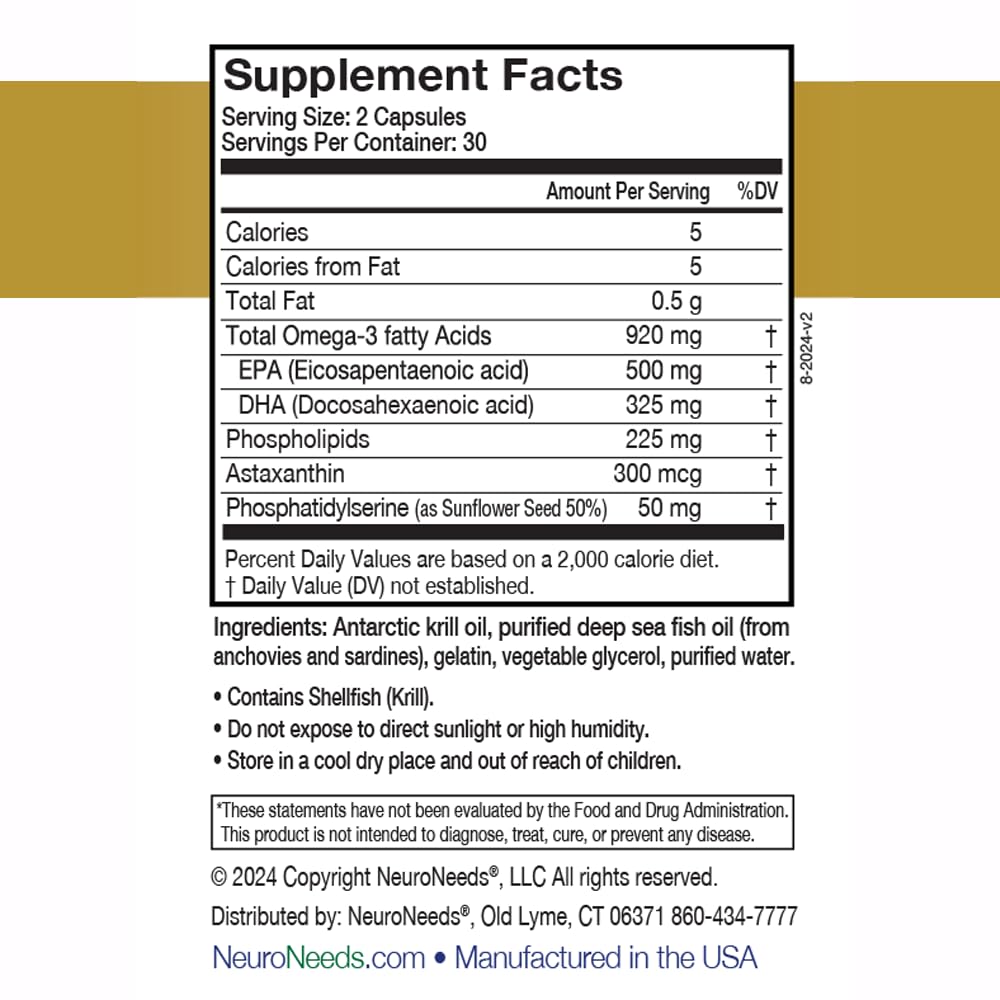 Neuro Needs OmegaNeeds Omega-3 Fish Oil Supplement Softgels 60