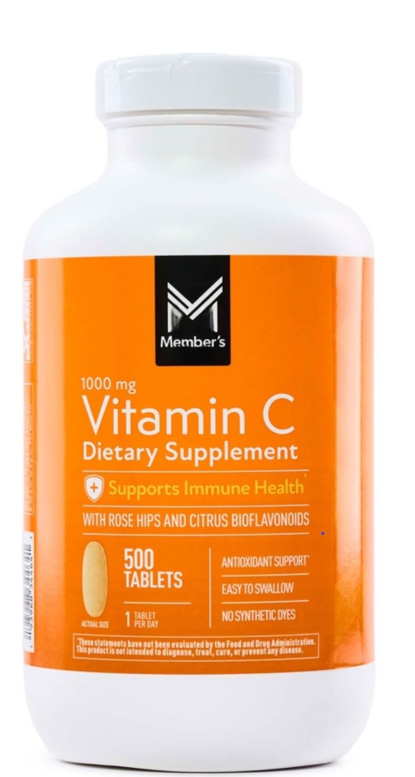 Generic Vitamin C 1000mg with Citrus Bioflavonoids & Rose HIPS, Tablets, 500 Count