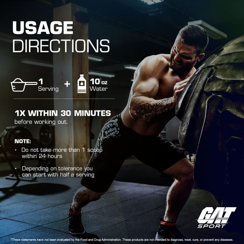 GAT SPORT NITRAFLEX Burn Pre Workout Thermogenic Powder, 7.74 Ounce