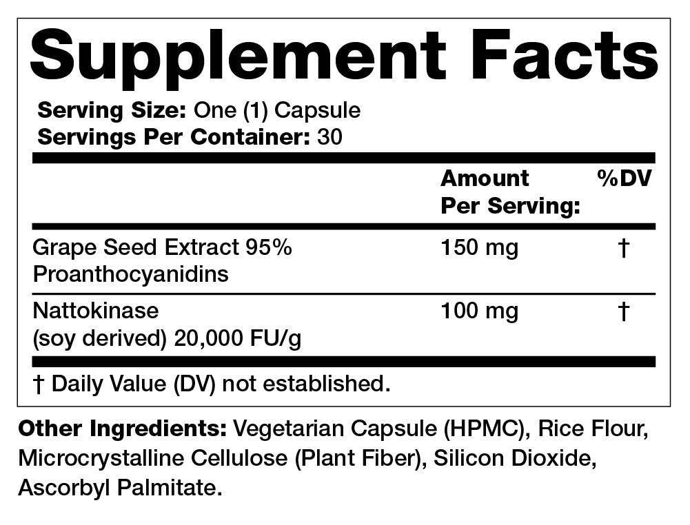 Olympian Labs Nattokinase Complex with Grape Seed Extract, 30 Capsules