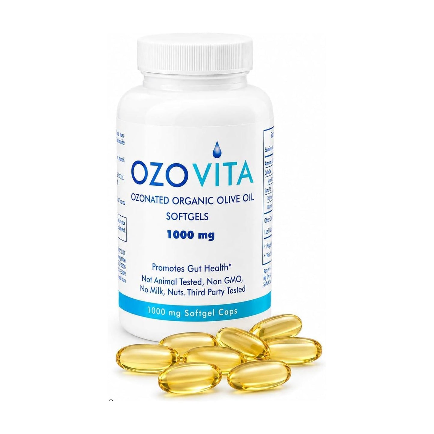 OZOVITA Ozonated Olive Oil Capsules 1000mg Organic EVOO, 60 Capsules