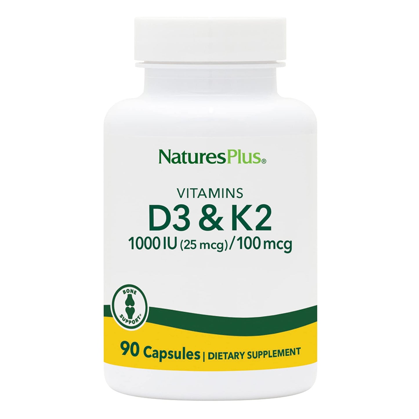 NaturesPlus Vitamin D3 & K2 Capsules, 90 Count