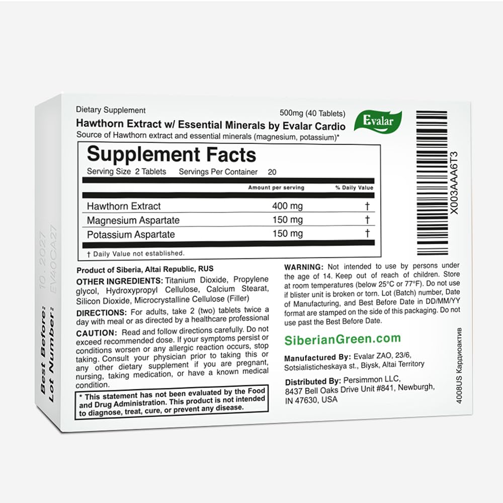 Evalar Hawthorn Cardio Tablets, 40 Count
