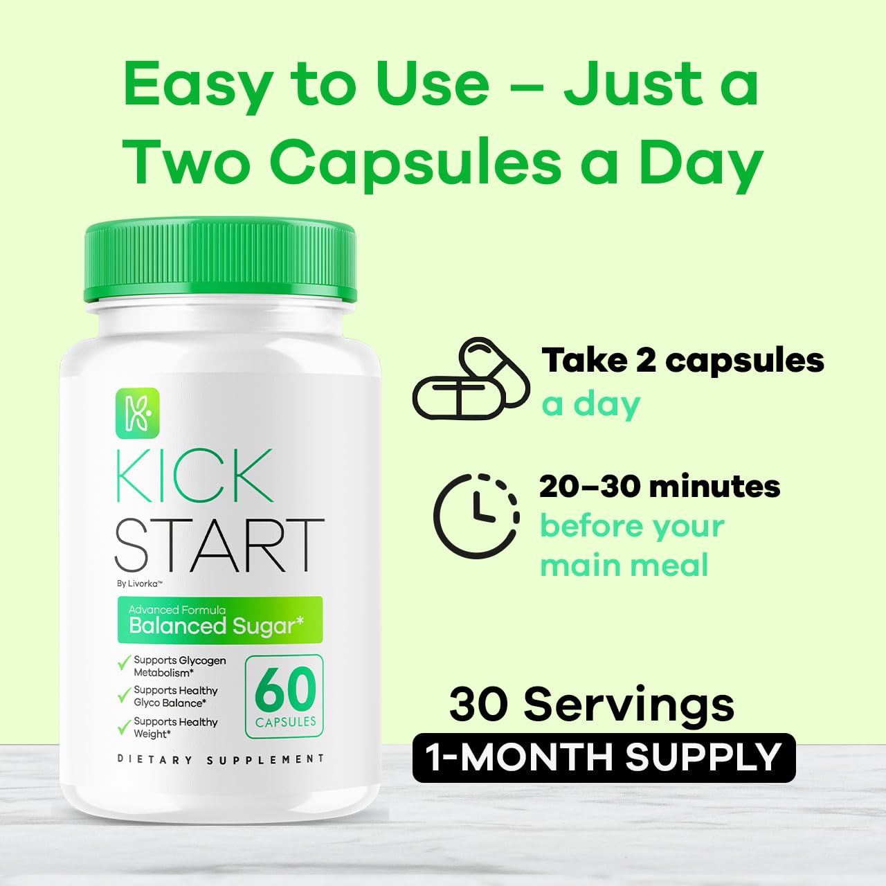 LIVORKA Kick Start Glyco Optimizer Capsules 30 Count
