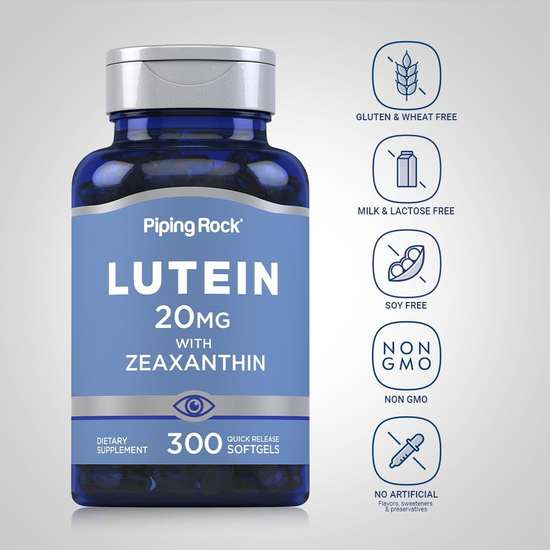 Piping Rock Lutein and Zeaxanthin Supplement 20 mg Softgels 300