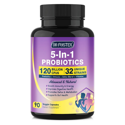 DRFOSTER Probiotics for Women & Men Digestive Health 120 Billion CFUs Capsules, 90 Count