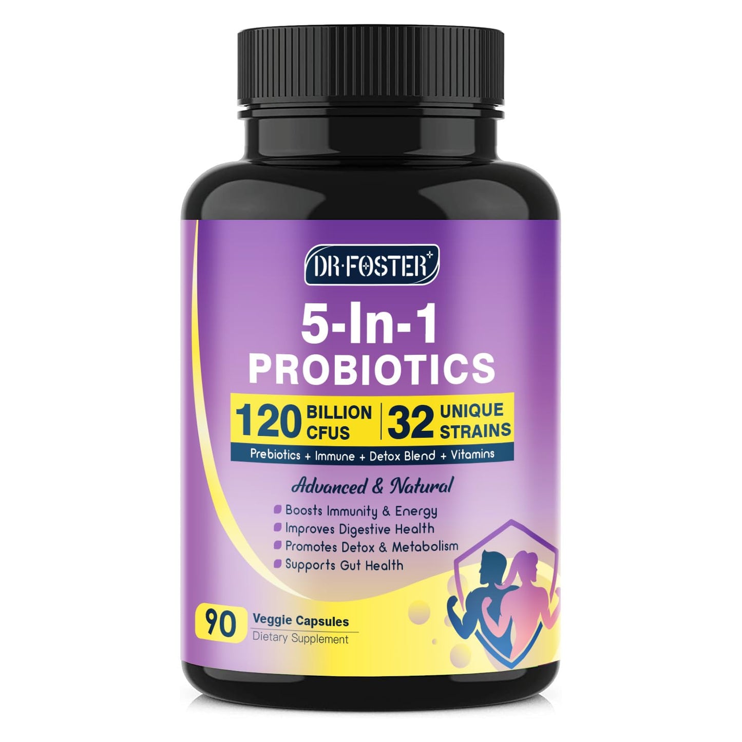 DRFOSTER Probiotics for Women & Men, 120 Billion CFU Capsule, 90 Count