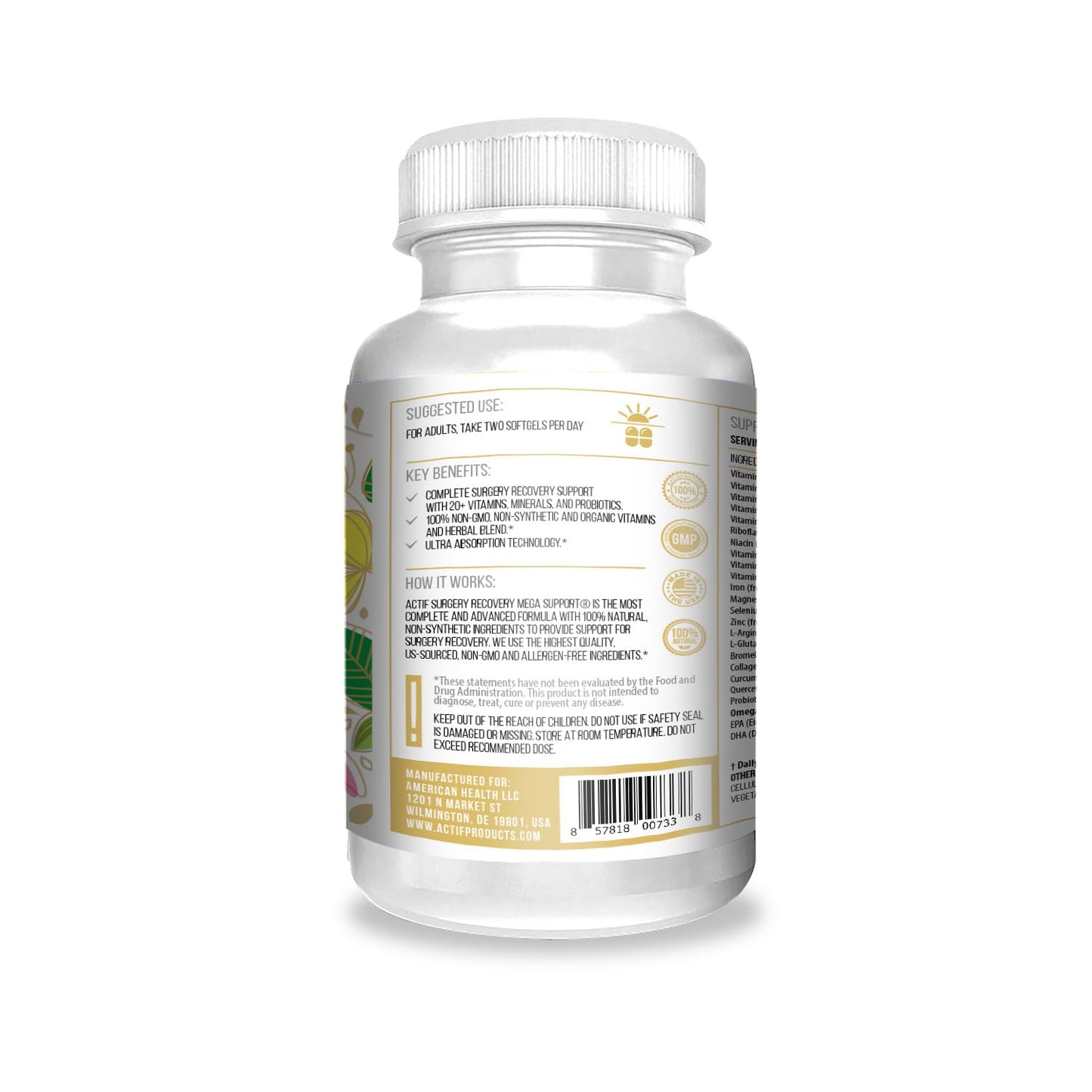 ACTIF Surgery Recovery Supplement Softgels 90 Count