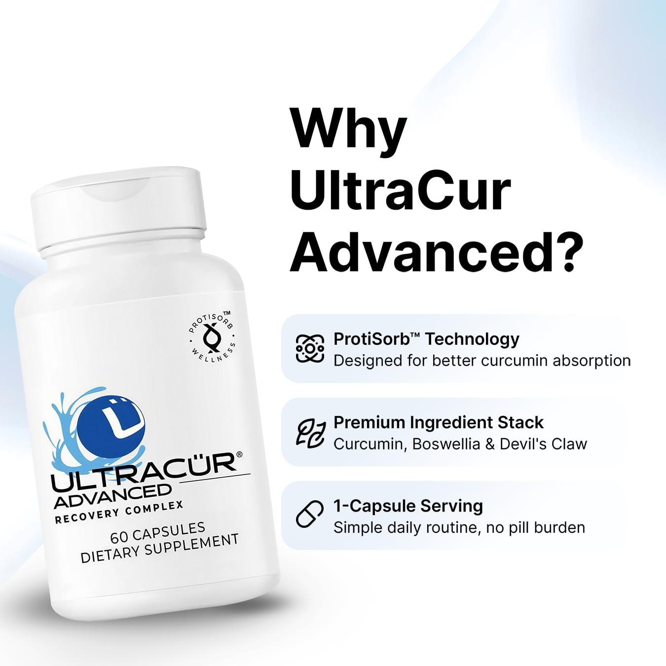 UltraCur Advanced Joint Support Supplement with High Absorption Curcumin - Extra Strength Protisorb Liquid Protein Scaffold - Supports Mobility & Flexibility with Devils Claw & Boswellia, 60 Capsules