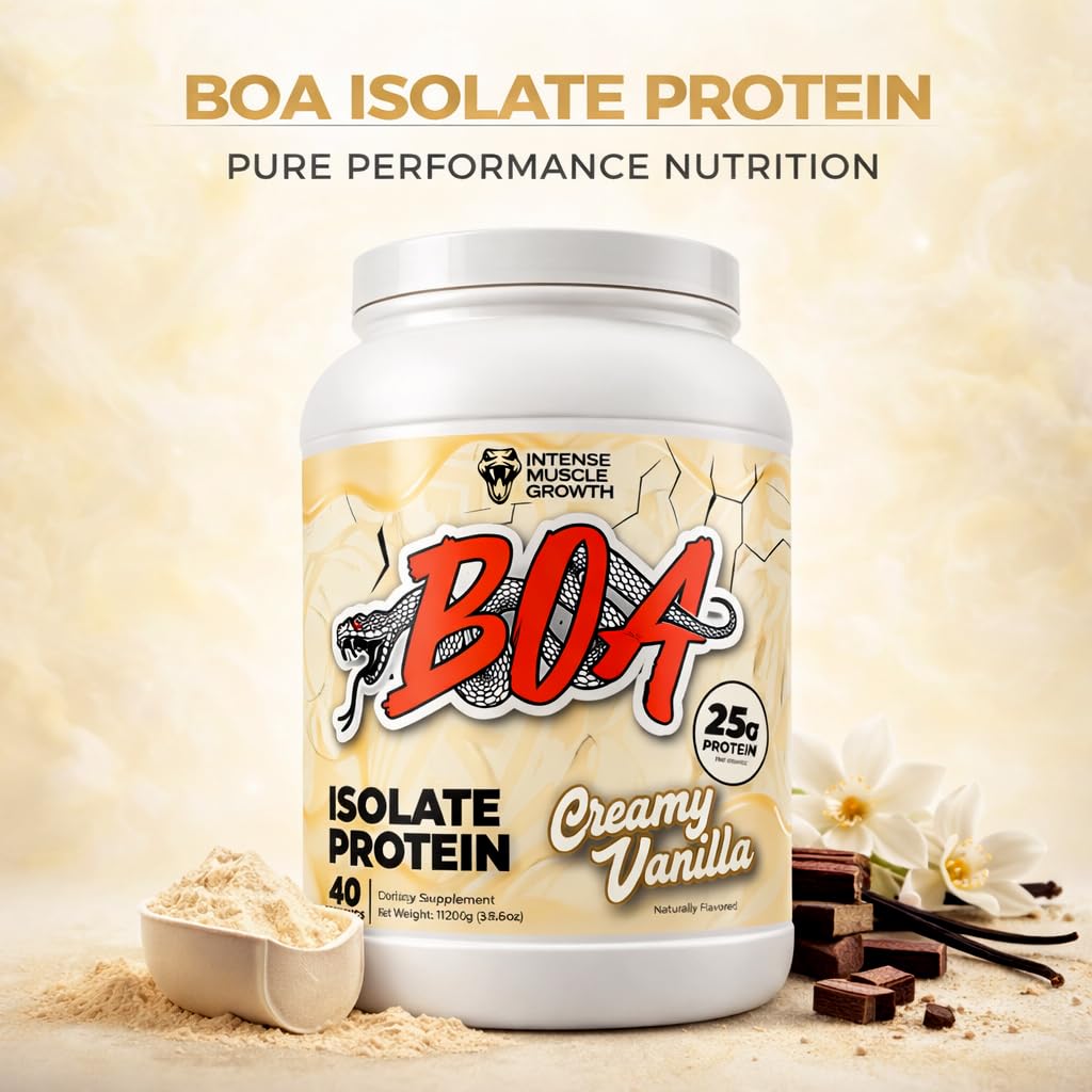 BOA Isolate Protein Powder, Whey Protein Isolate, 25g per Scoop, Creamy Vanilla, 40 Servings