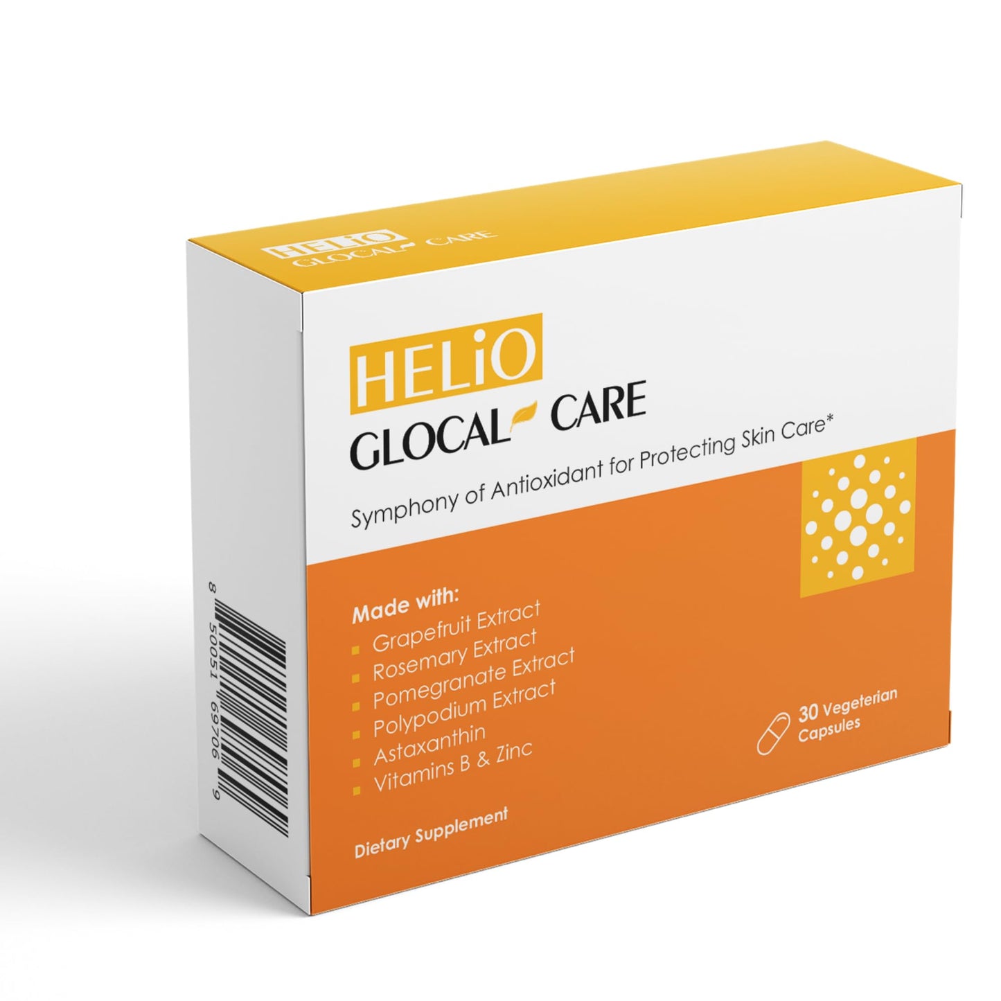 GlocalCare Helio Antioxidant-Rich Sun Defense & Skin Rejuvenation Supplement with Polypodium, Nutroxsun, Astaxanthin & Pomegranate Extract, 30 Capsules