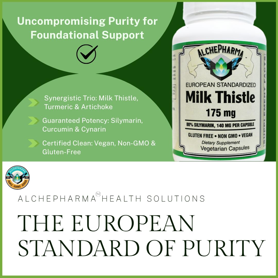 AlchePharma Milk Thistle Extract-Plus 175 mg Capsule, 1 Count