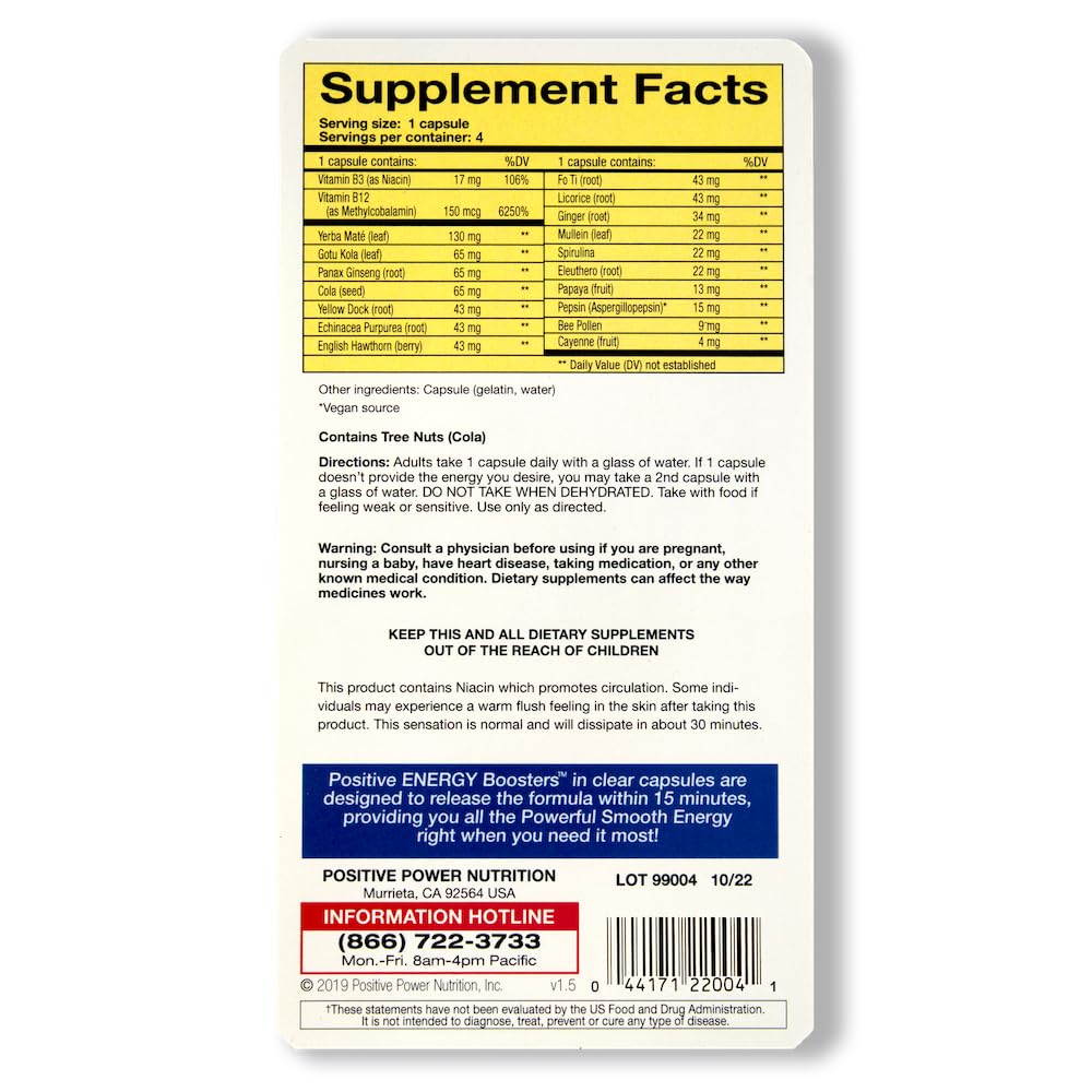 VitaBoost Positive Power Energy Boosters Capsule 1 Count