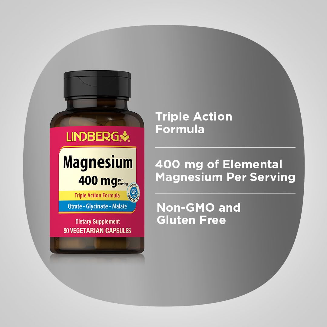 Lindberg Triple Magnesium Complex 400 mg Capsule, 90 Count
