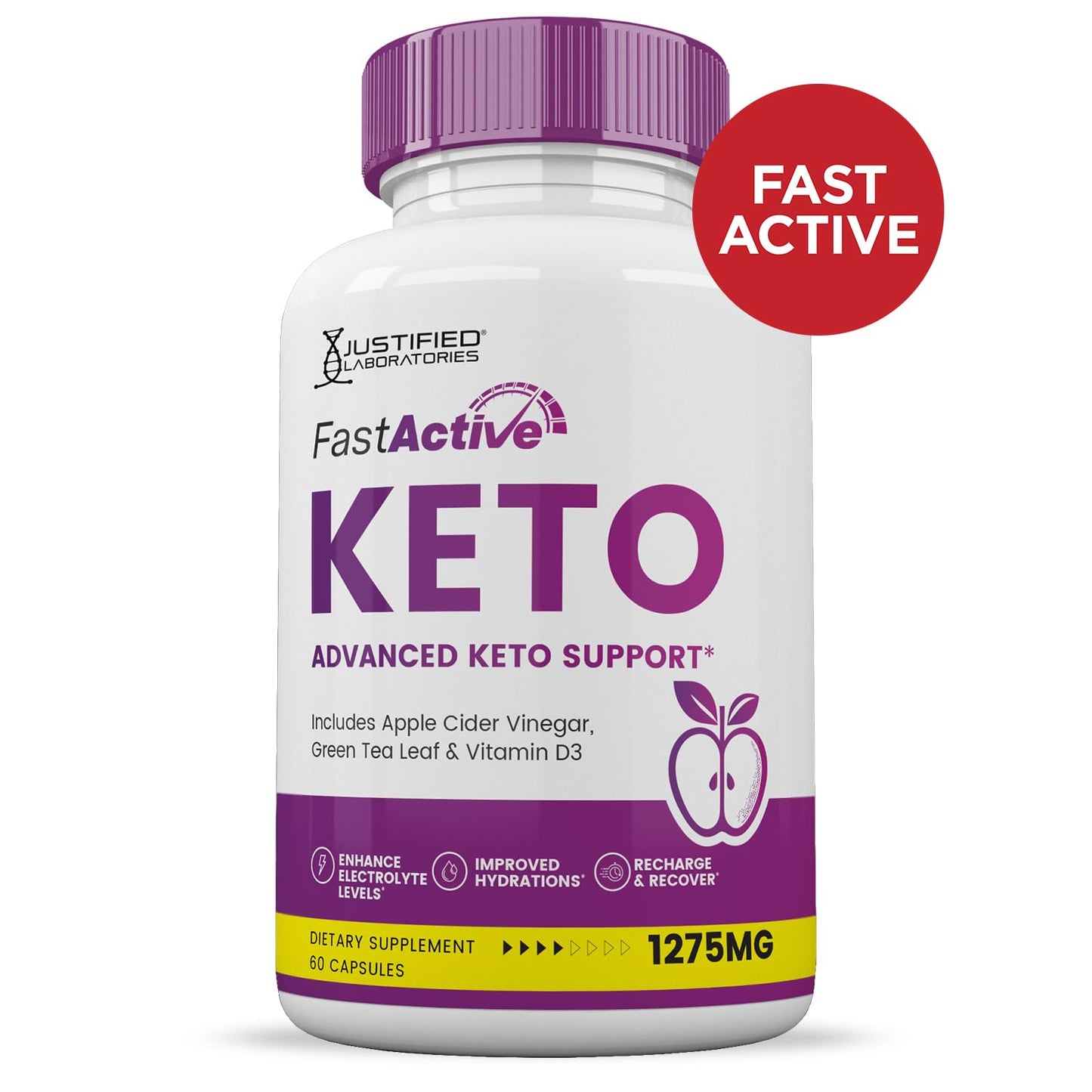 Justified Laboratories Fast Active Keto ACV Pills 1275MG Keto Support Blend Capsule, 60 Capsules