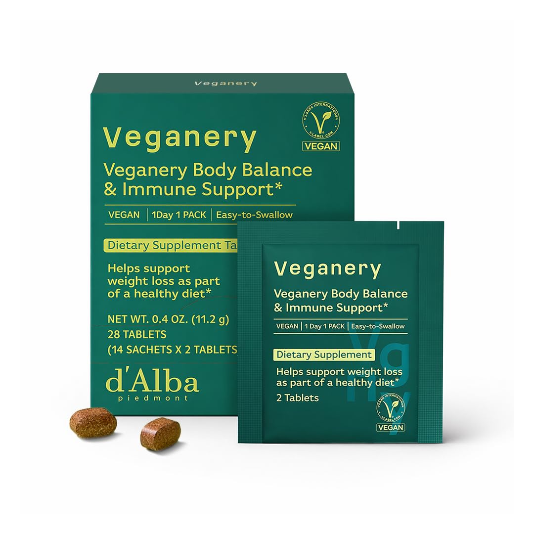 Veganery Immune Support & Body Balance Supplement – Vegan Formula with Green Tea Extract, Daily Wellness for Metabolism & Energy, Convenient Mini Tablets, 1 Tablet