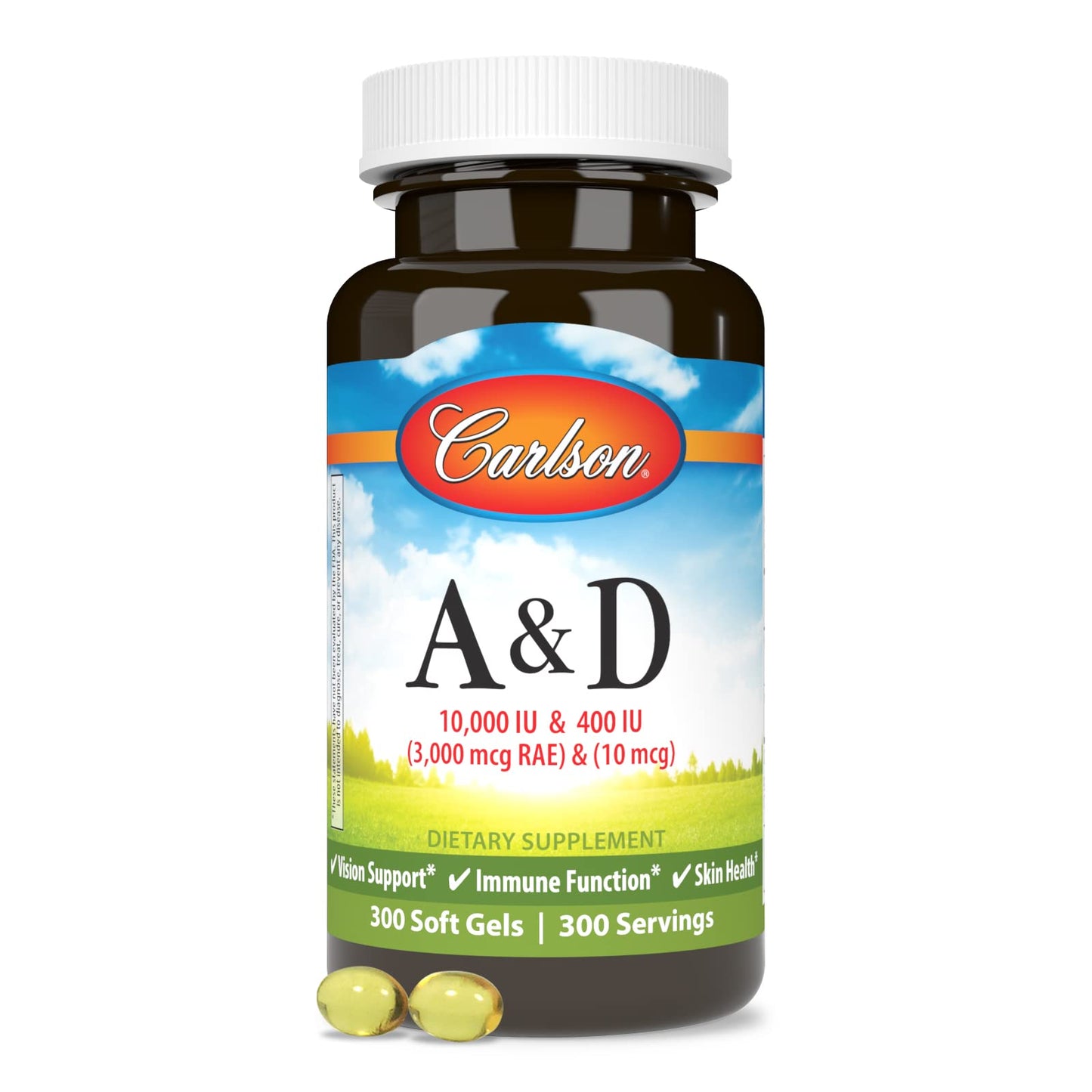 Carlson A & D Vitamin A 10000 IU (3000 mcg RAE) Softgel, 300 Softgels