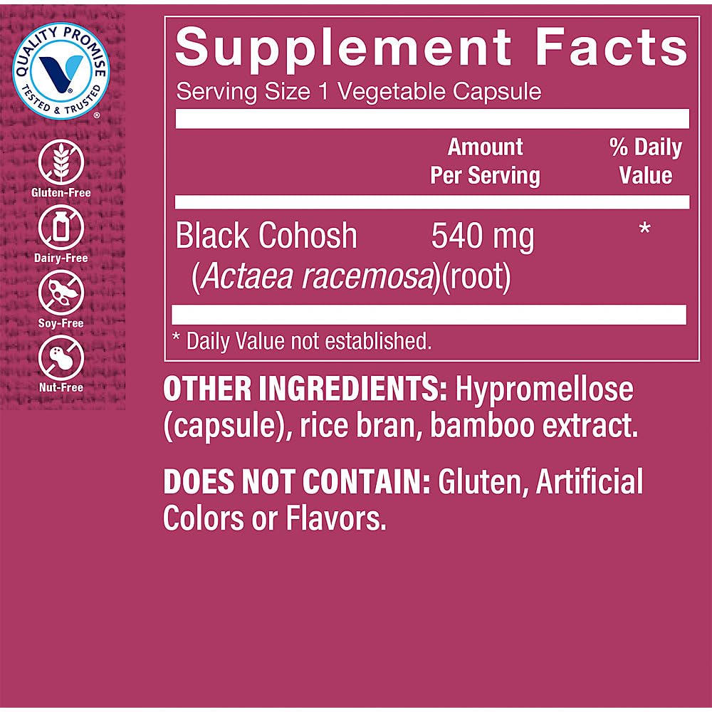 The Vitamin Shoppe Black Cohosh Root Supports Women's Health Vegetarian Capsules, 90 Count