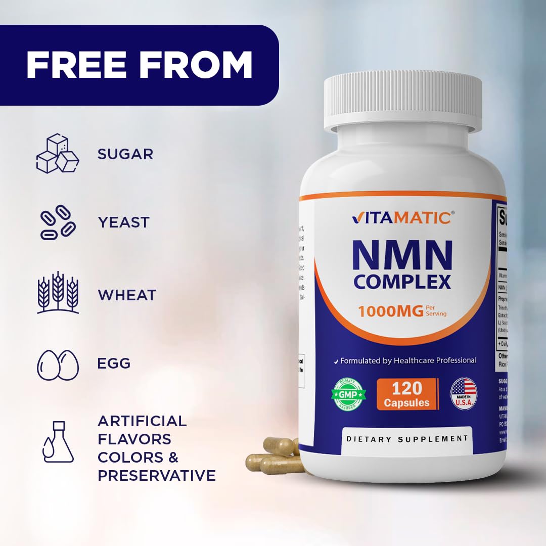 Vitamatic NMN Complex 1000 mg Per Serving Capsule, 120 Capsules
