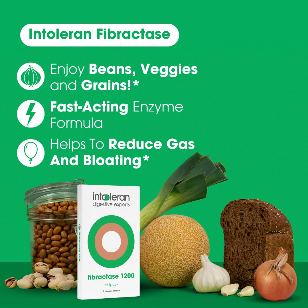 Intoleran Fibractase 1200 Digestive Enzymes Capsules, 6 Capsules